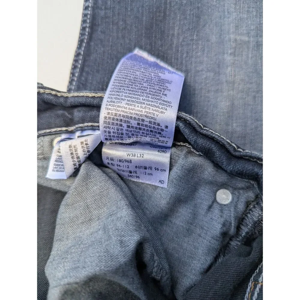Mens Levi's 505 Regular Fit Jeans 38x32 Blue Medium Dark Wash Straight Leg